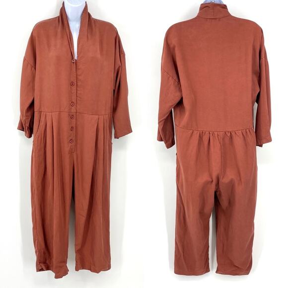 Pillar Allison Wonderland Brick Red tencel Jumpsuit size 10 - Picture 1 of 13